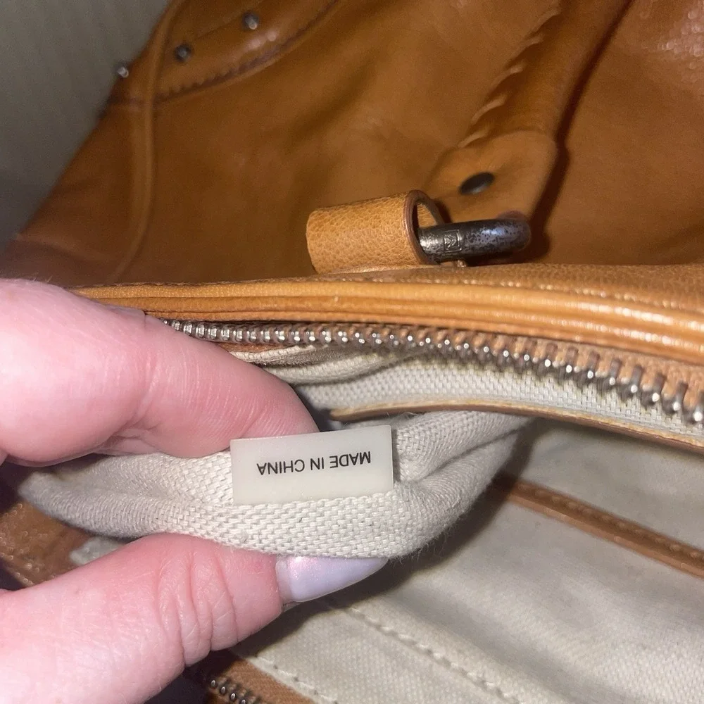 Michael Michael Kors Women's Brown Tan Leather Studded Work Bag Purse Handbag